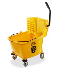 Commercial Mop Bucket & Side Press Wringer – 33 Quart Yellow