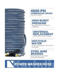 Pressure Washer Hose 200FT 3/8″ for Cold and Hot Water 212°F, with Swivel Q