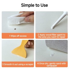 Mollor All Purpose Wood Filler, White Putty Repair for 150g,