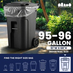 Plasticplace 95-96 Gallon Garbage Can Liners 2 Mil Clear Heavy Duty Trash Bags