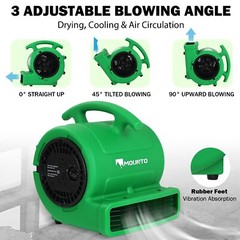 MOUNTO 1/4HP 1000CFM Air Mover Floor Blower Fan for Drying, Cooling, Circulation