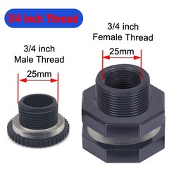 Qitdathn 4 PCS Rain Barrel Bulkhead Fitting kit 3/4″ (Diameter 25mm), Gray