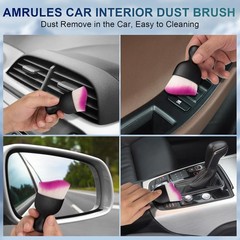 2-Piece Car Interior Detailing Brush Set with Soft White & Purple Bristles for D