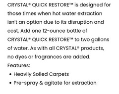 NEW Whittaker Crystal Quick Response, 12 oz. (12 PK) Extraction Carpet Cleaner.
