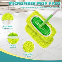6 Pack Reusable Mop Pads Compatible with Swiffer Sweeper 10-inch, Green, Pink