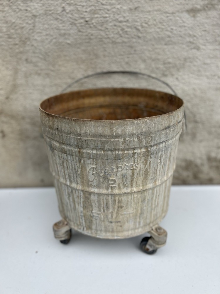 Vintage Geerpres Wringer Inc 2 Gallon Galvanized Mop Bucket Industrial Planter