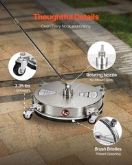 VEVOR 15 Inch 15 w/ Wand & Wheels, Stainless Steel Natural Finish