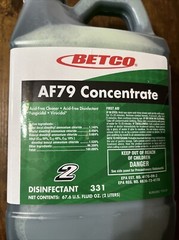 2 Liter Bottle Betco AF79 Concentrate Disinfectant Bathroom Cleaner P/N 331