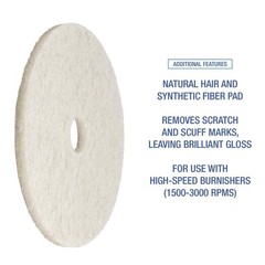 Boardwalk Bwk4019Nat Ultra High-Speed Natural Hair Floor Pads 19 Diameter White