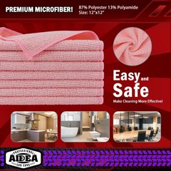 AIDEA Microfiber Cleaning Cloth Pink 20PK, Towels for