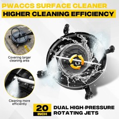 PWACCS 20″ Pressure Washer Surface Cleaner with 4 Wheels and 20 Inch, Black