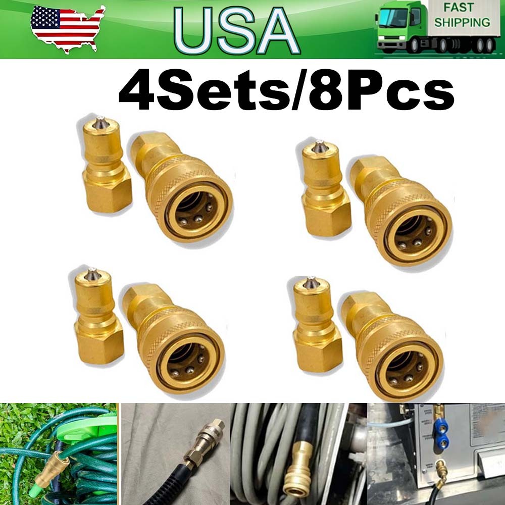 8pcs1/4″ Brass Quick Disconnect Coupler Set Carpet Cleaning Extractor Wands Hose