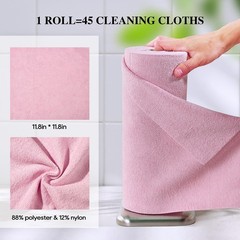 HONOVA Microfiber Cleaning Cloth Roll 45 Pack, 12”×12″ Reusable 12*12, Pink