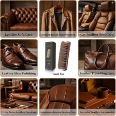 100% 7in Horsehair Shoe Brush Horse Hair Brush for Leather Boots Cleaning Polish