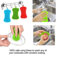 Silicone Sponge Dish Washing Kitchen Scrubber, 6 5*2.8*0.6inch, Multicolor