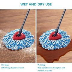 Spin Mop Replacement Head Compatible with O-Ceda Blue 4 Count (Pack of 1)