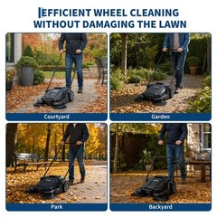 Walk-Behind Hand Push Floor Sweeper 25.6″ Wide Manual Sweeper 5-Gallon Waste Bin