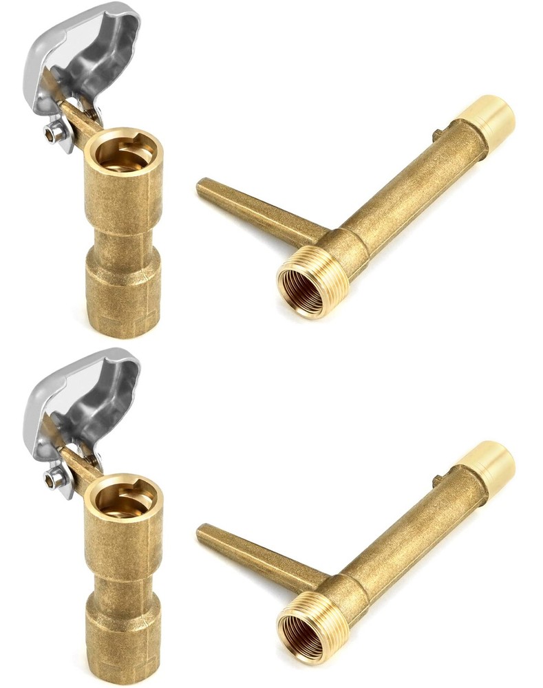 QWORK 2 Sets G3/4 BSP Brass Quick Coupler Valves – Compatible Keys 3/4 inch