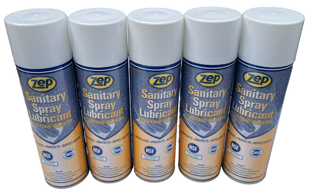 Zep Sanitary Spray Lubricant for The Food Industry NSF, Repels Water (Lot of 5)