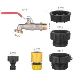 IBC Tote Hose Adapter 275-330 Gallon Water 12 mm, Long handle Valve