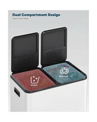 ComfyCorner 16 Gal (2 x 30 L) Dual Trash Can, Stainless Steel Kitchen Garbage…
