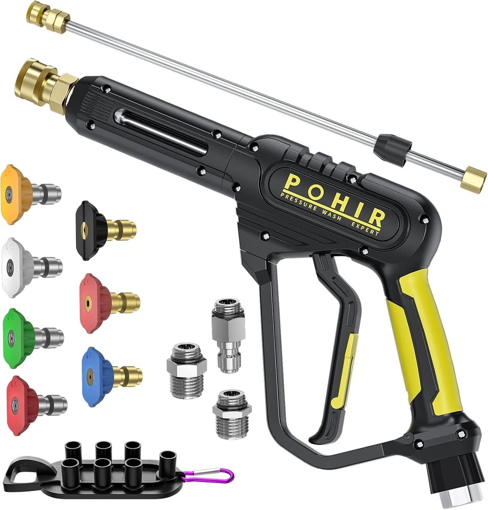 POHIR Pressure Washer Gun 3600 PSI with 3/8” Swivel 3600PSI Kit, Yellow