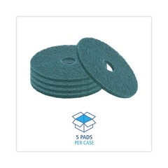 Boardwalk 4019GRE 19 in. Heavy-Duty Scrubbing Floor Pads – Green (5/Carton) New
