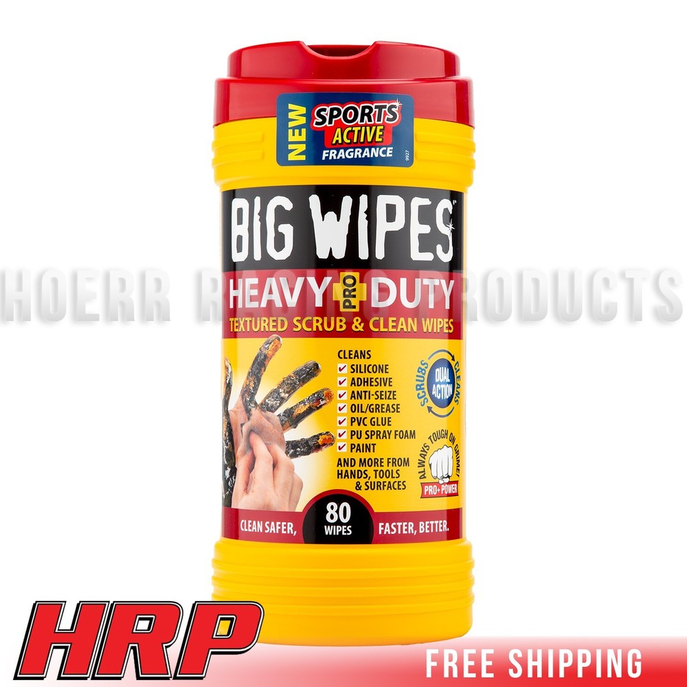 Big WIPES Heavy Duty Industrial Textured Scrub Wipes, Red Top, (80 Count)-3 Pack