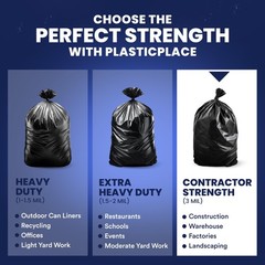 Plasticplace Contractor Garbage Bags 55 Gallon Trash Bags Heavy Duty Big Black