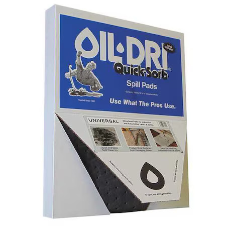 Oil-Dri L71320 Sorbent Pad, 2 Gal, 15 In X 19 In, Universal, Gray, Polypropylene