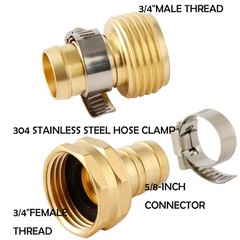 2 Set Brass Garden Hose Repair Connector Kit with 2 Set, Fit for 5/8″ hose
