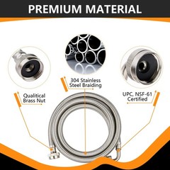 1-Pack HeSun 5 Ft Washing Machine Hose, 3/4″ FHT Stainless Steel Washer Hose …
