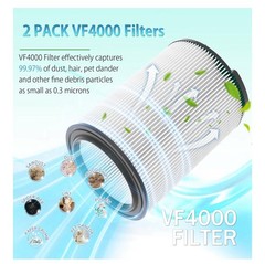 RIDGID VF4000 Filter Set – 2 VF4000 Filters & 4 VF3502 Bags for 5 Gallon Vacuums