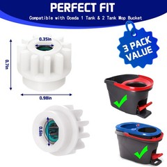 3 Pack Pedal Bearing Replacement for OCedar Mop Bucket – Easy Fix White