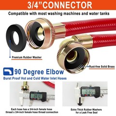 6 FT Washing Machine Hoses with 90 Degree Elbows 6FT-90 Degree, Blue