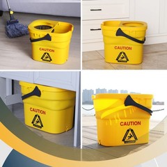 Yocada Commercial Mop Bucket with Wringer Portable Collapsible Plastic Yellow