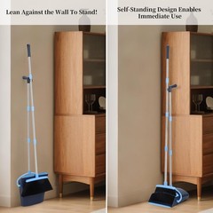 OLLSDIRE Broom and Dustpan Set for Home 2026 Indoor Outdoor Dark Blue