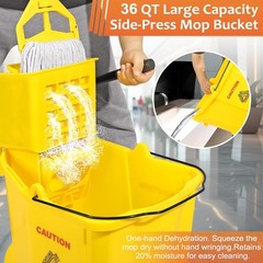 38 Qt Commercial Mop & Bucket Set with Side-Press Wringer, Wheels