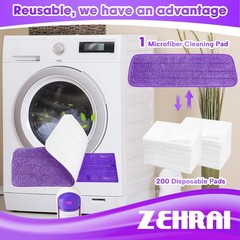 6 Pack Reusable Microfiber Mop Pads for Swiffer 10-12 inches, Purple 6