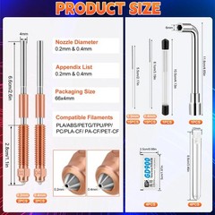 4 PCS 0.2mm 0.4mm Quick-Swap K1C Nozzle Kit K1/K1 Max/K1C Hotend Upgrade Kits