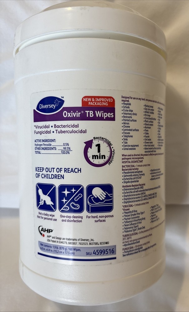 Diversey Oxivir TB 160 6×7” Wipes Hospital Disinfectant Antibacterial Fungicidal