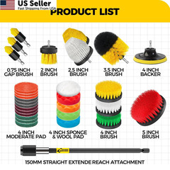 Holikme 30Pack Drill Brush Attachments Set,Scrub Pads & 30pack, Yellow