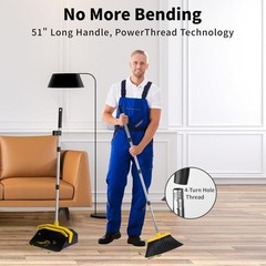 Broom with Dustpan Combo Set, Brooms and Dustpans Sets Yellow Black