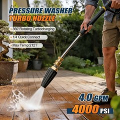 Pressure Washer Turbo Nozzle Tips, 360° Rotating Spray Turbo Nozzle Pressur