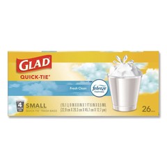 Glad 78812 8″ x 18″ 4 gal Small Trash Bags – Wht Febreze Fresh Clean 156/CT New