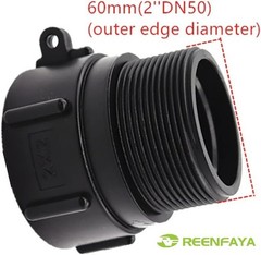 275 330 Gallon IBC Tote Water Tank Adapter with Gasket -2″ 2 inches, Black