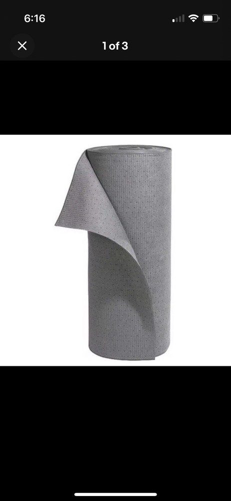 Pig Mat234 Sorbent Roll, 23 Gal, 33 In X 150 Ft, Universal, Gray, Polyester,