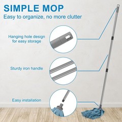 KeFanta Mops for Floor Cleaning,One Mop Handle with 2 Blue 0.8 inches,