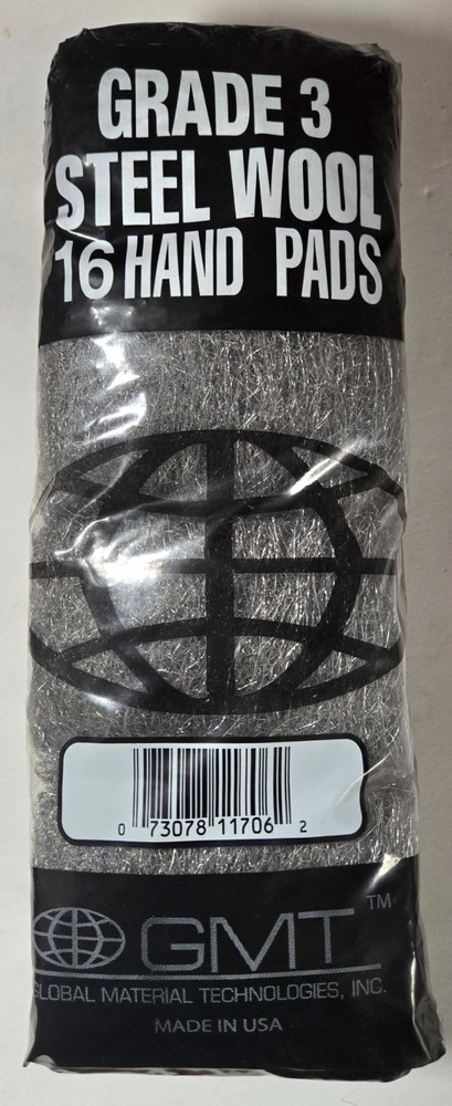 GMT 117006 Steel Wool Hand Pads Grade 3 (Coarse) – 3 packs of 16 pads each