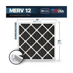 BNX TruFilter 20x20x1 MERV 12 Odor Defense (6-Pack) AC Furnace Air Filter wit…
